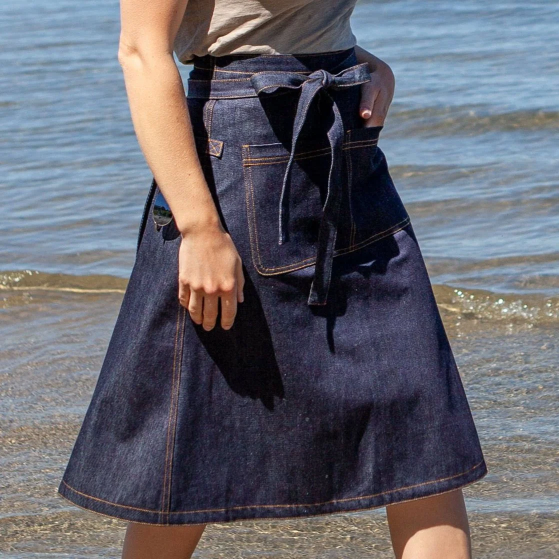 【Raucohouse】Moss garment washed skirt Maker Skirt / Long / Raw Denim — tove | sustainable fashion